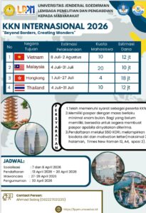 Informasi Jadwal KKN Internasional  Periode Juli – Agustus 2026 Universitas Jenderal Soedirman