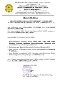 PROSEDUR PERMOHONAN MENGIKUTI KKN PERIODE JULI-AGUSTUS 2026 BAGI MAHASISWA YANG TERLAMBAT MENDAFTAR