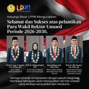 Selamat atas pelantikan Para Wakil Rektor Universitas Jenderal Soedirman Periode 2026–2030